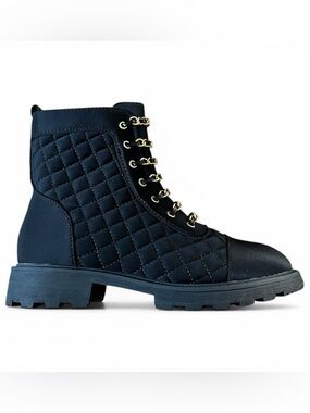 Women’s black boots with chain detail laces- Brand new size 8